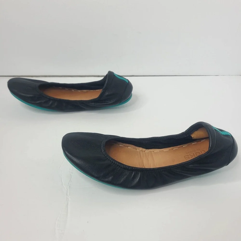 Tieks Gavrieli Folding Ballet Flats Black Matte Leather Shoes 8 Women's Travel